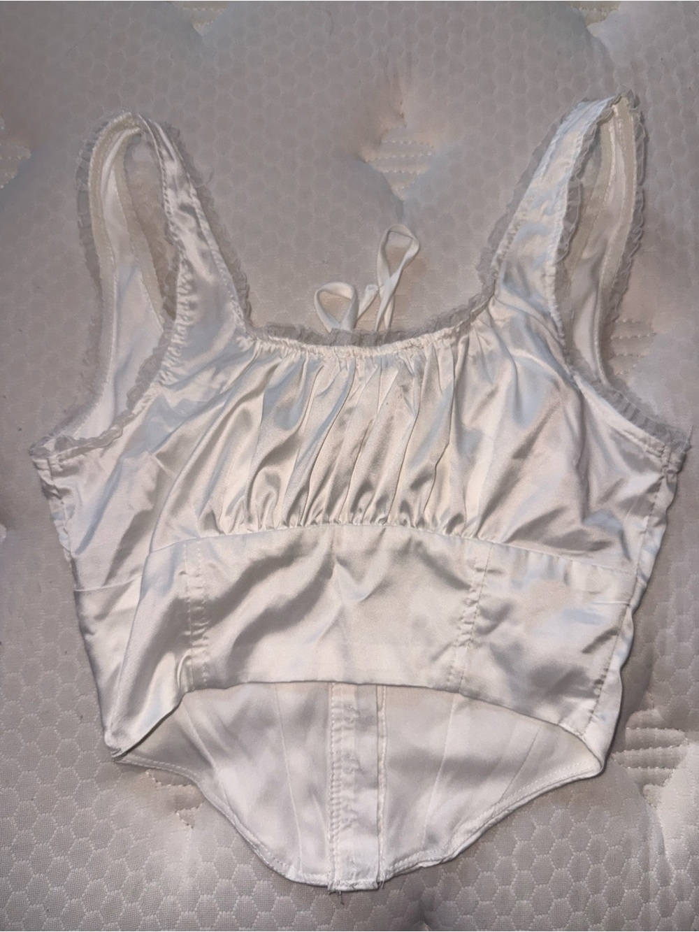 169. one clothing Pearl Satin Corset Tank - Picture 4 of 4